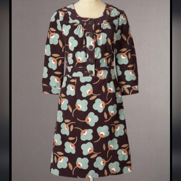 Boden Cord Abstract Floral Print Dress Sz8P - Picture 2 of 8